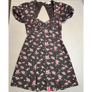 Francescas Floral Puff Sleeve Baby Doll Milkmaid Cottagecore Mini Dress Small